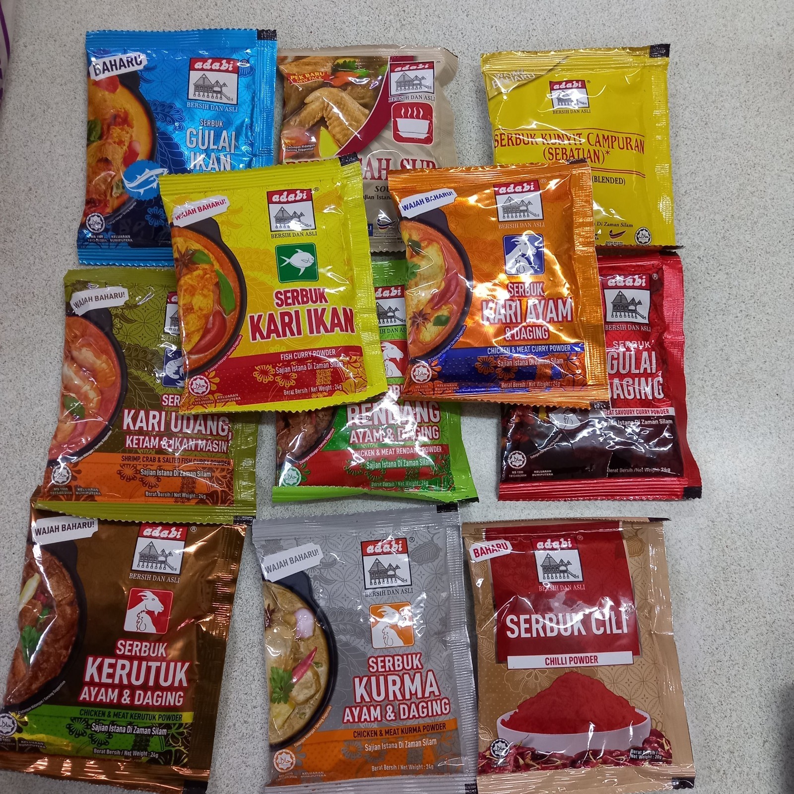 Meat Rendang Fish Curry Kurma Soup Turmeric Chili Kerutuk Powder – 22 Pack x 24g