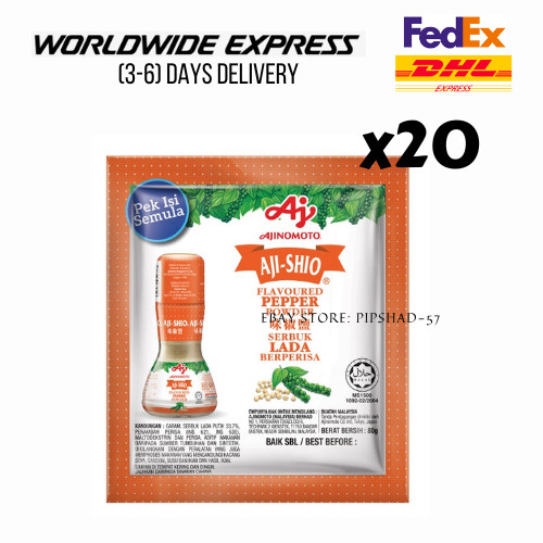 20 Packs of 80 gram AJI-SHIO Flavoured White Pepper Powder Refill