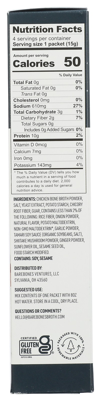 Bare Bones Ramen Flavored Instant Bone Broth 4 Stick Mix Seasoning 1 8 Pack