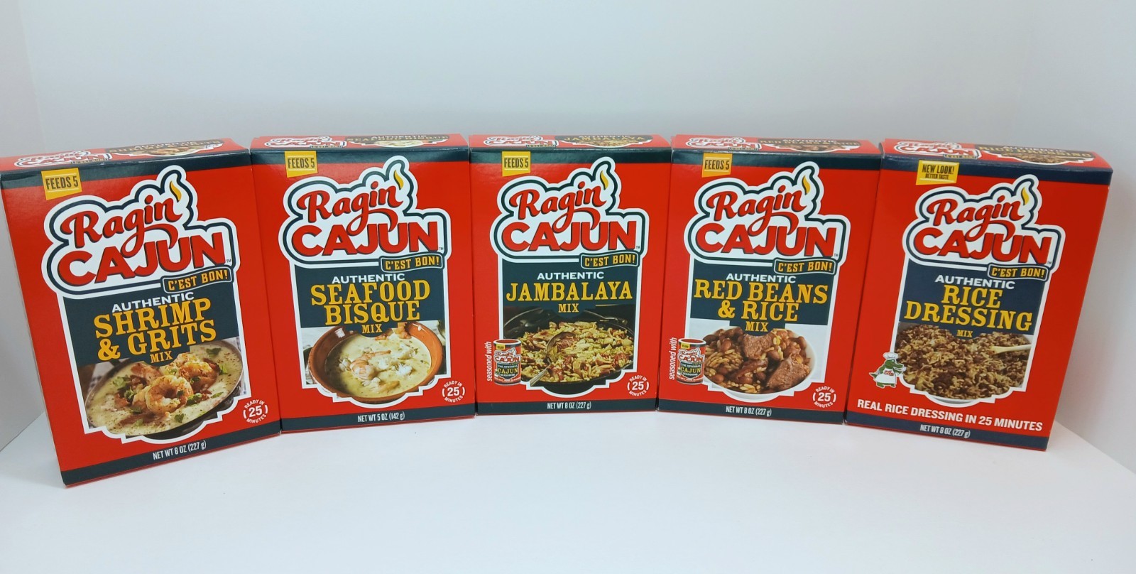 Ragin Cajun Red Beans, Bisque, Jambalaya, Shrimp Grits, Rice Dr Lot Of 5 Seafood