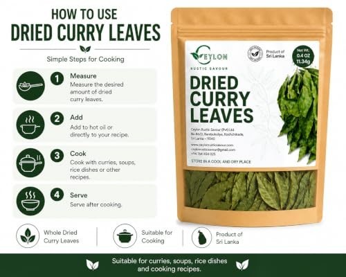 Dried Curry Leaves 0.4 Oz (11.34g) premium grade air fresh leaf whole |…