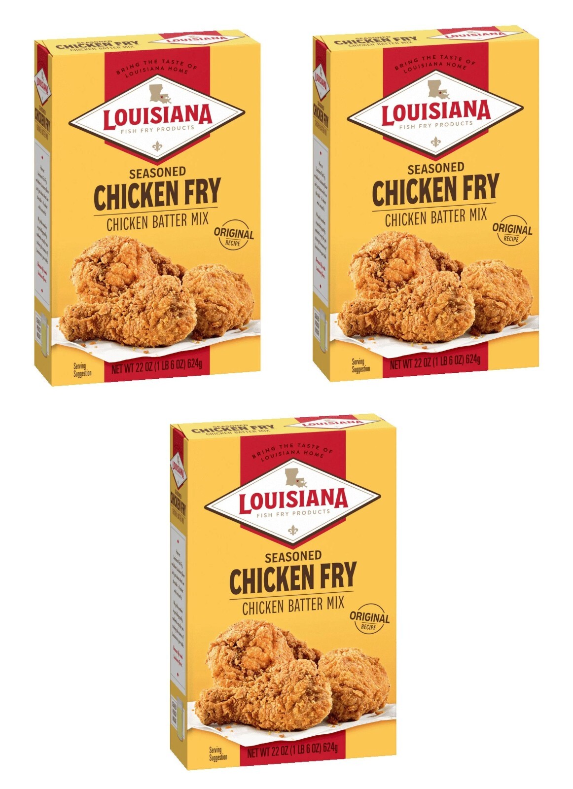 Louisiana Fish Fry Seasoned Chicken Fry Coating Mix Crispy Cajun 22 oz (3-Pack)