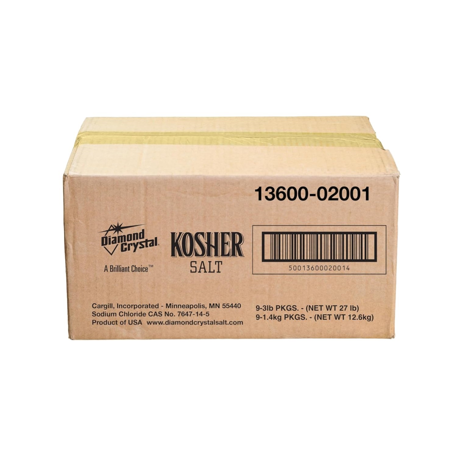 Natural Kosher Salt – 9x3lb Case, Pure & Additive-Free