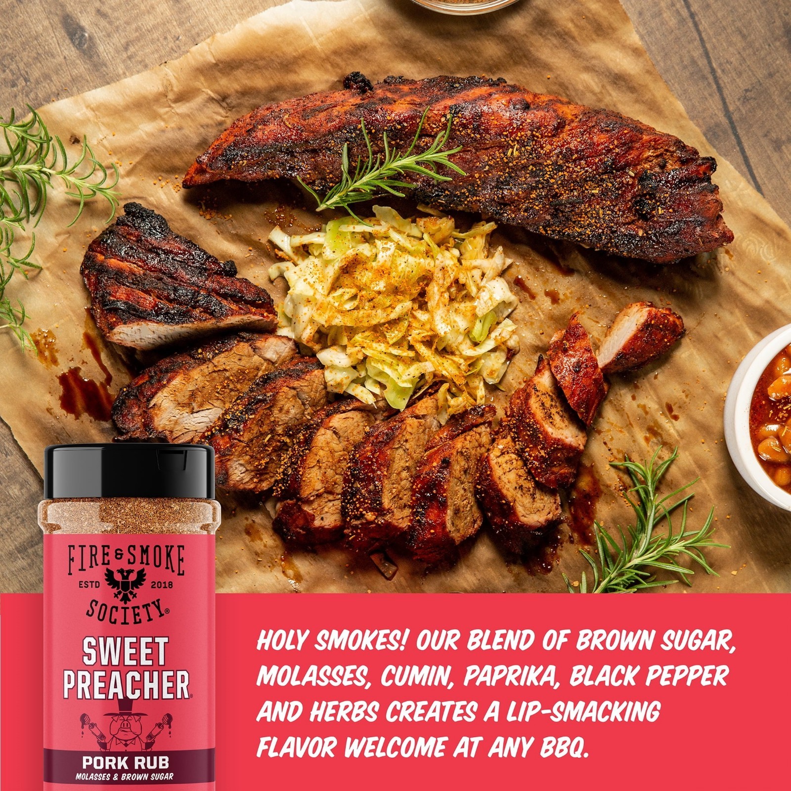 Fire & Smoke Society Sweet Preacher BBQ Seasoning Pork Rub, 11.9 Ounce