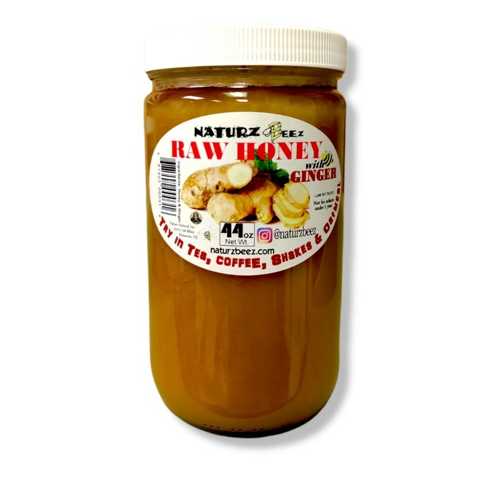 RAW HONEY with GINGER 44oz 100% PURE RAW UNFILTERED USA HONEY