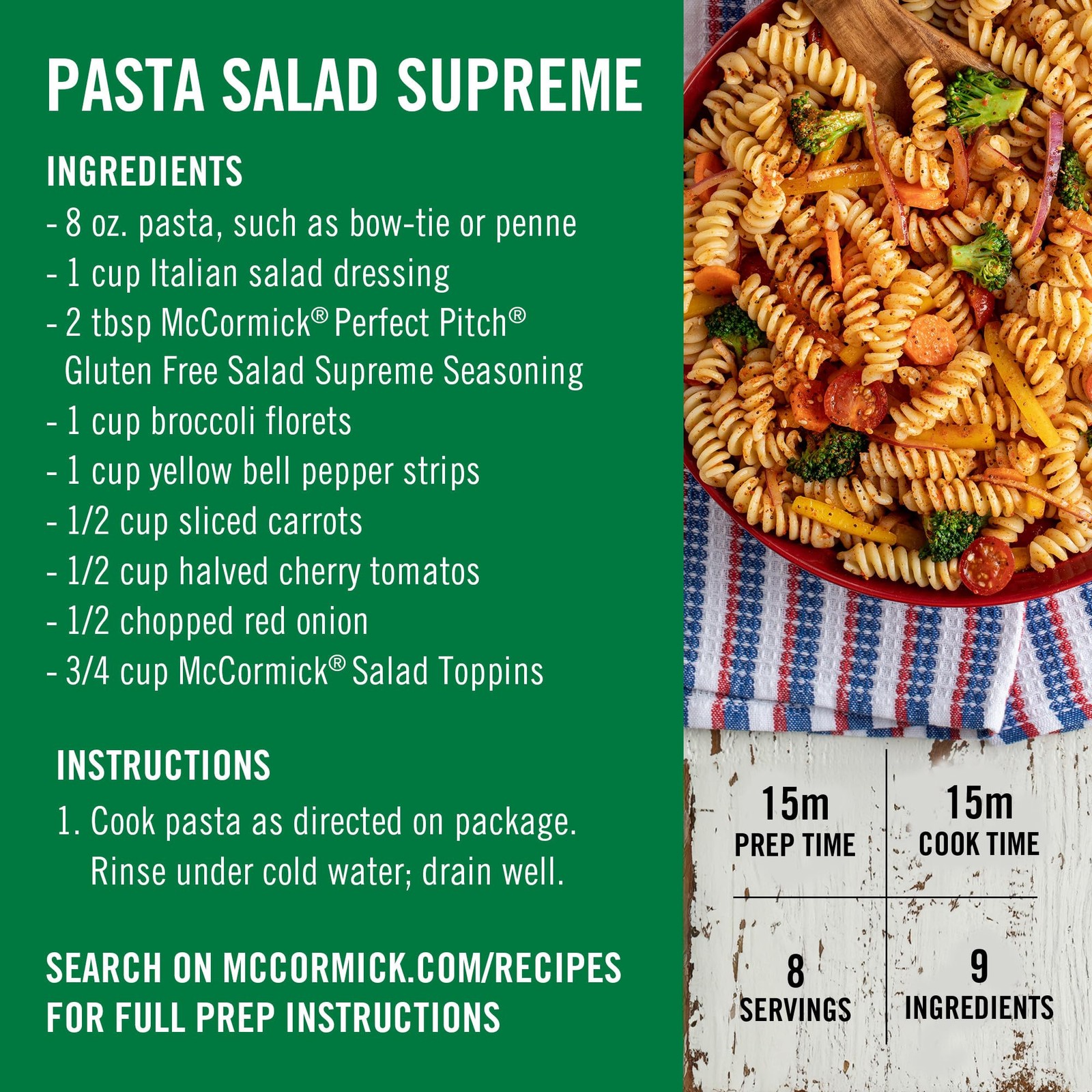 McCormick Perfect Pinch Salad Supreme Seasoning, 8.25 Ounce (Pack of 6)