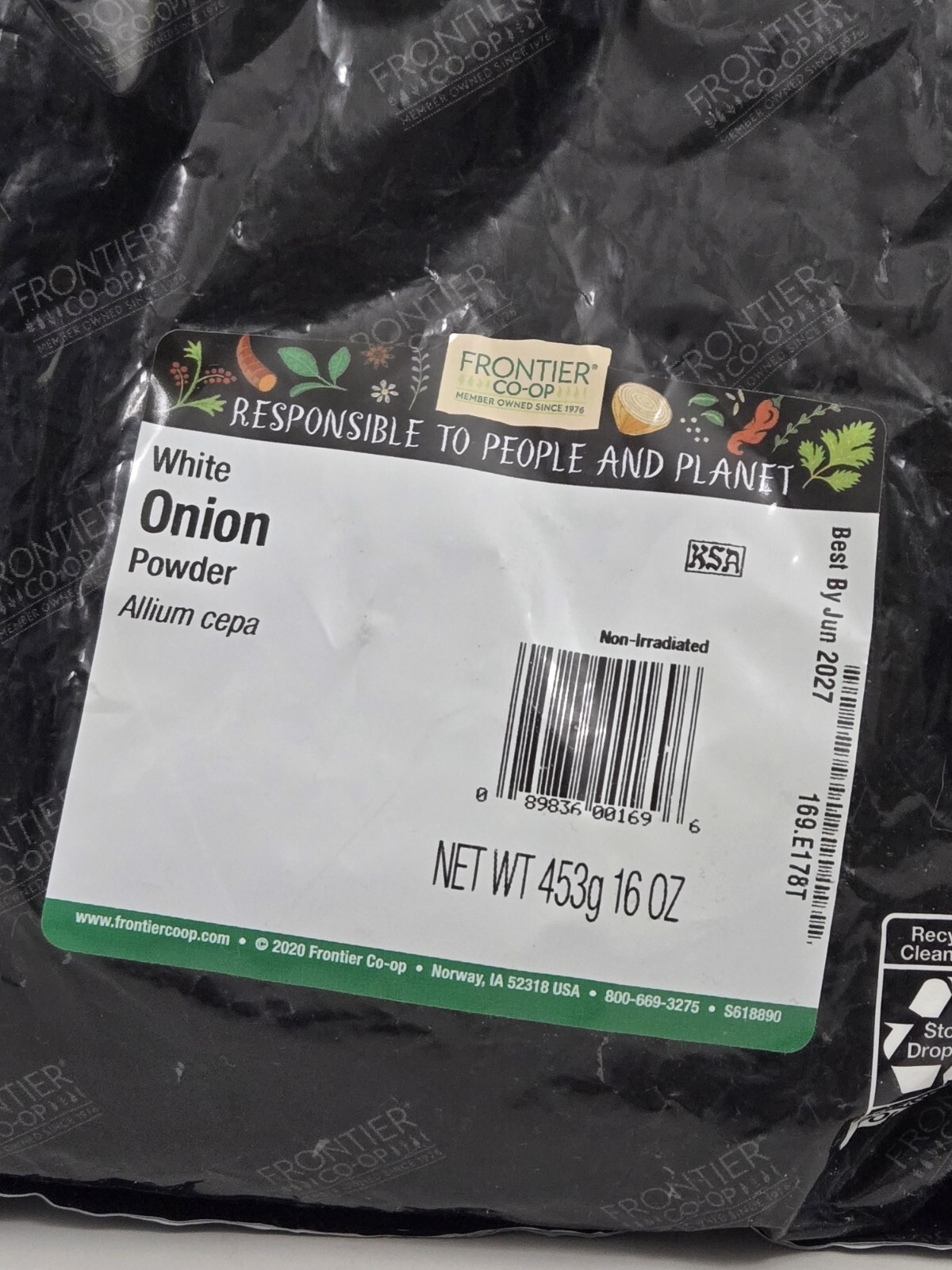 Frontier Co-Op White Onion Powder Allium Cepa 16oz 1Lb BB 6/27