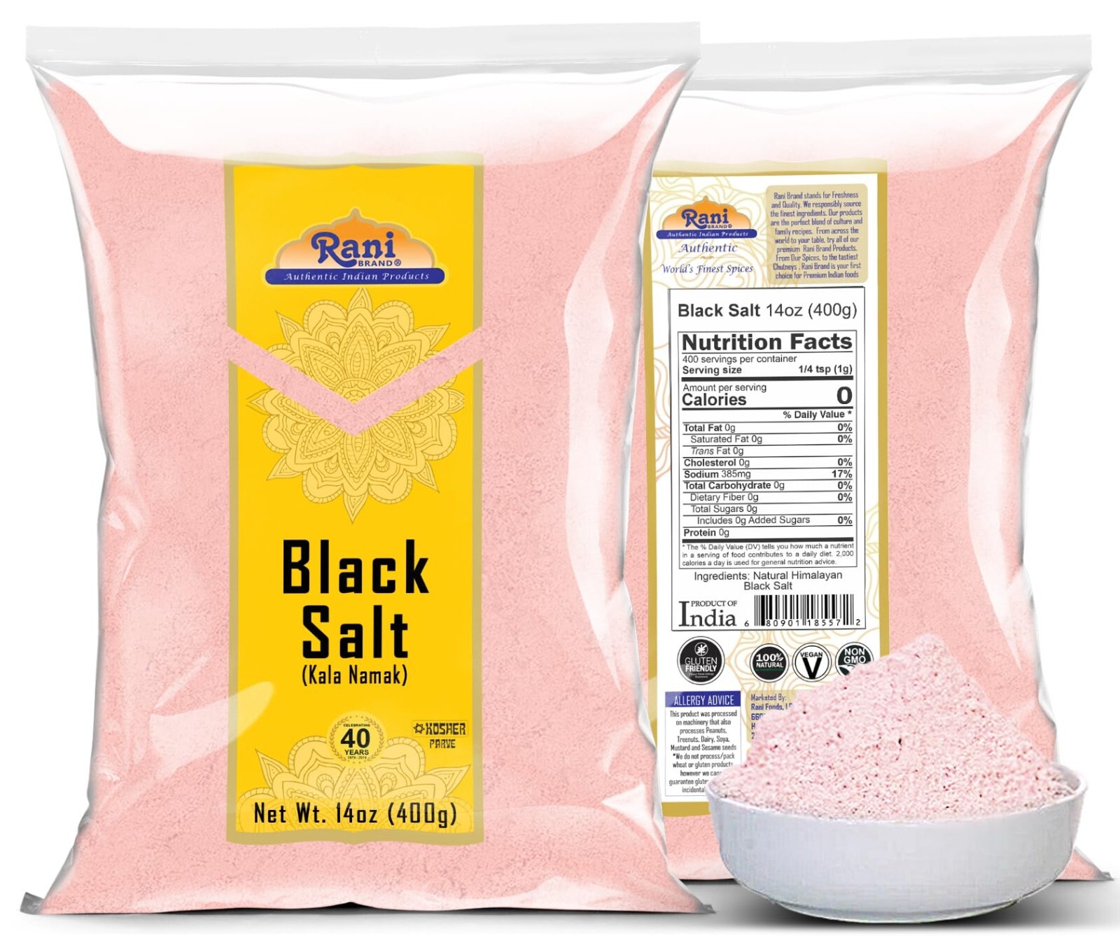 Rani Black Salt Powder (Kala Namak) Mineral 14oz (400g)