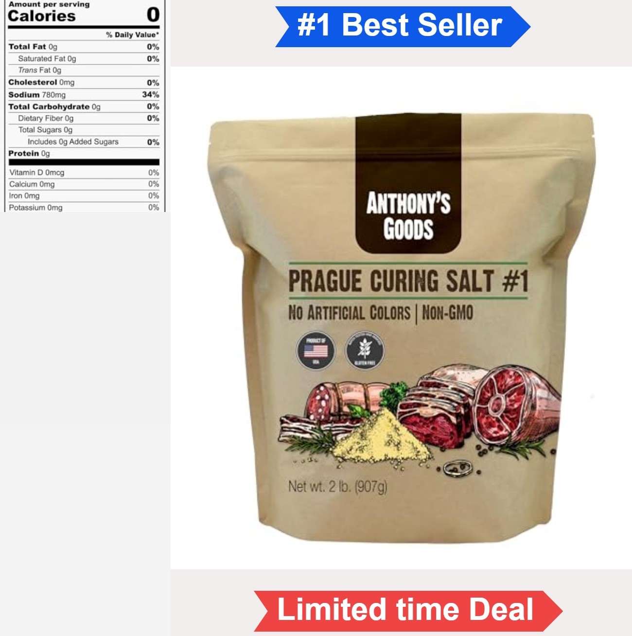 Prague Curing Salt No 1 32 Ounce For Sausage Bacon Ham Meat Preserving Gluten