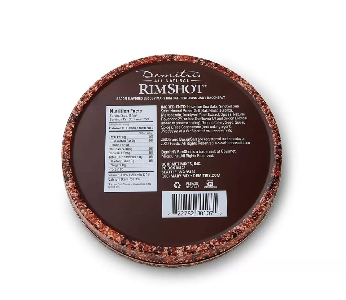 Demitris Bacon RimShot Spiced Rim Salt Bacon Flavored Salt Rimmer For Cocktails