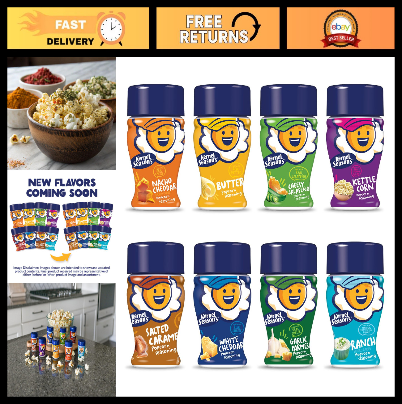 Popcorn Seasoning Variety Pack – 8 Mini Jars, 0.9 oz Each, Flavorful Toppings