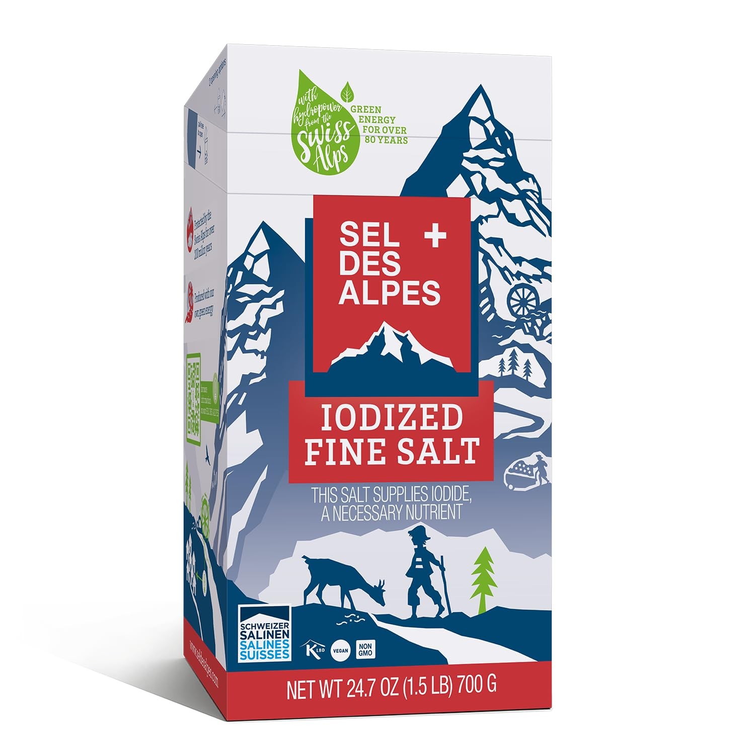 SEL DES ALPES IODIZED FINE SALT 24.7 OZ (1.5 LB) 700 G Ounce (Pack of 1)