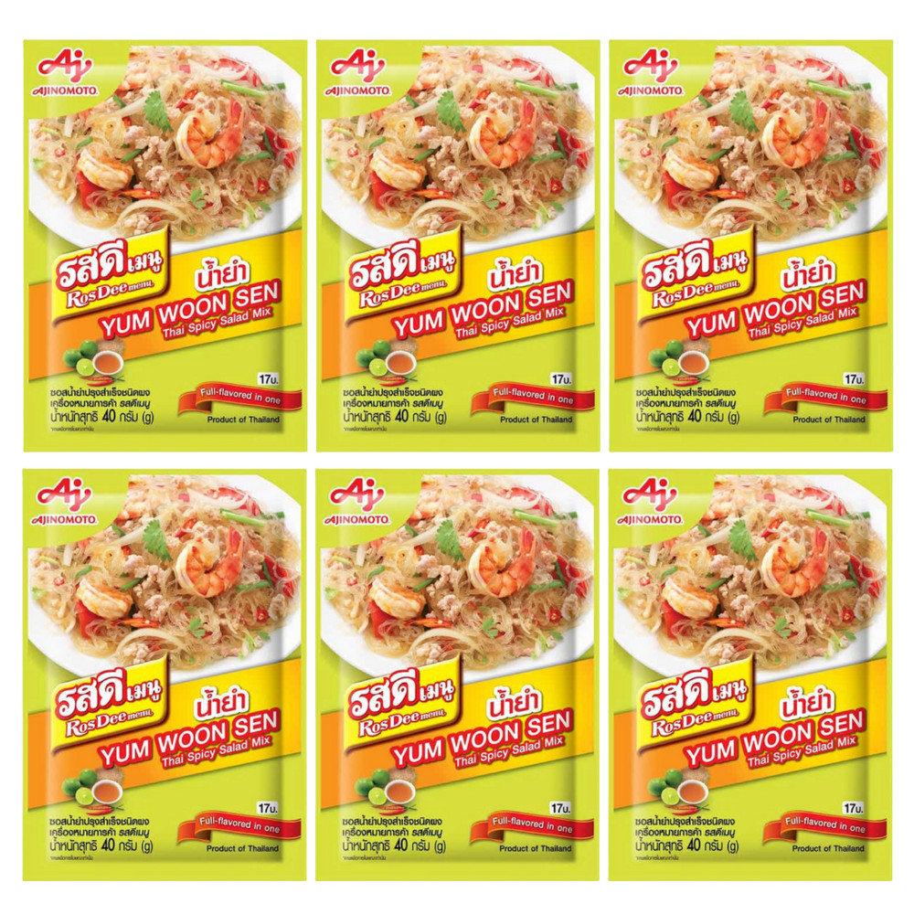 Rosdee Yum Woon Sen Thai Spicy Salad Mix Spicy Salad Dressing Powder 40g x6