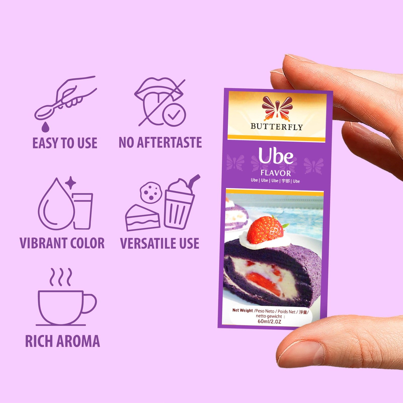 Butterfly Ube Flavoring Extract 2 oz – Purple Yam Essence for Baking, Lattes,…