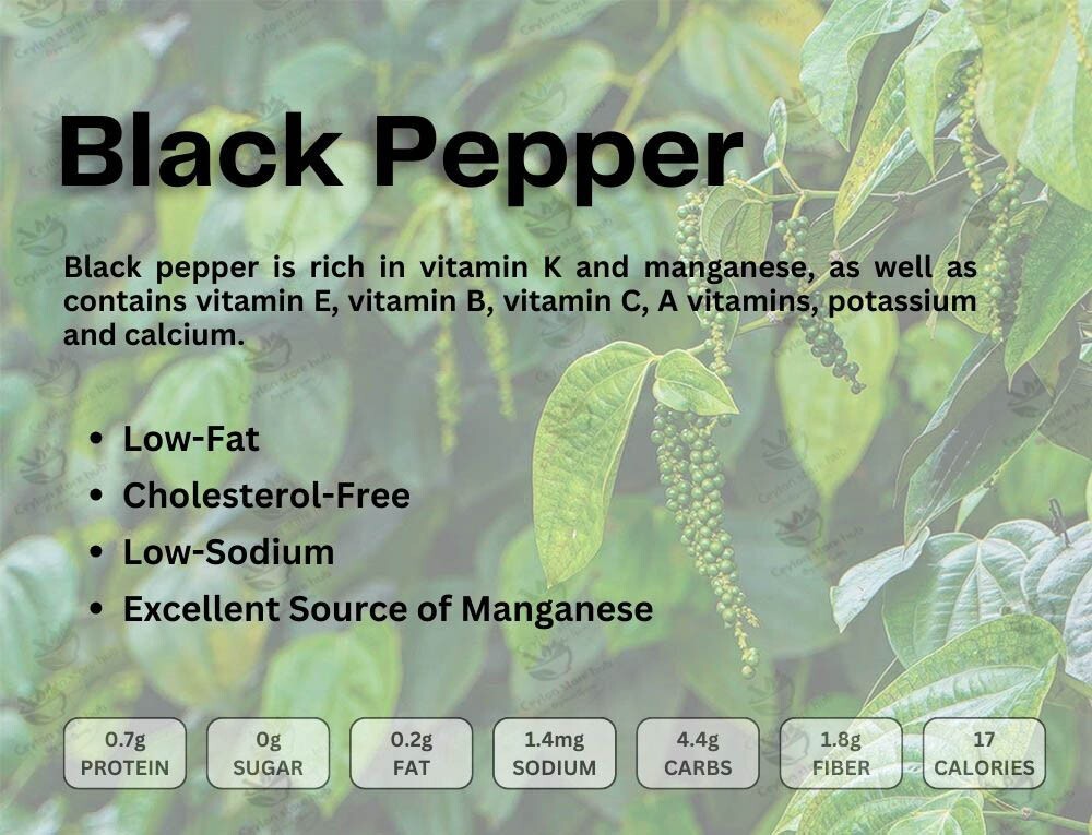 100% Organic Natural Black Pepper – Whole Peppercorns Ceylon spices free