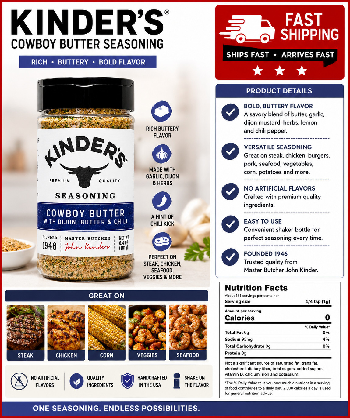Cowboy Butter Seasoning, 9.7 Ounce ,Rich Butter Flavor, NoArtificial Flavor