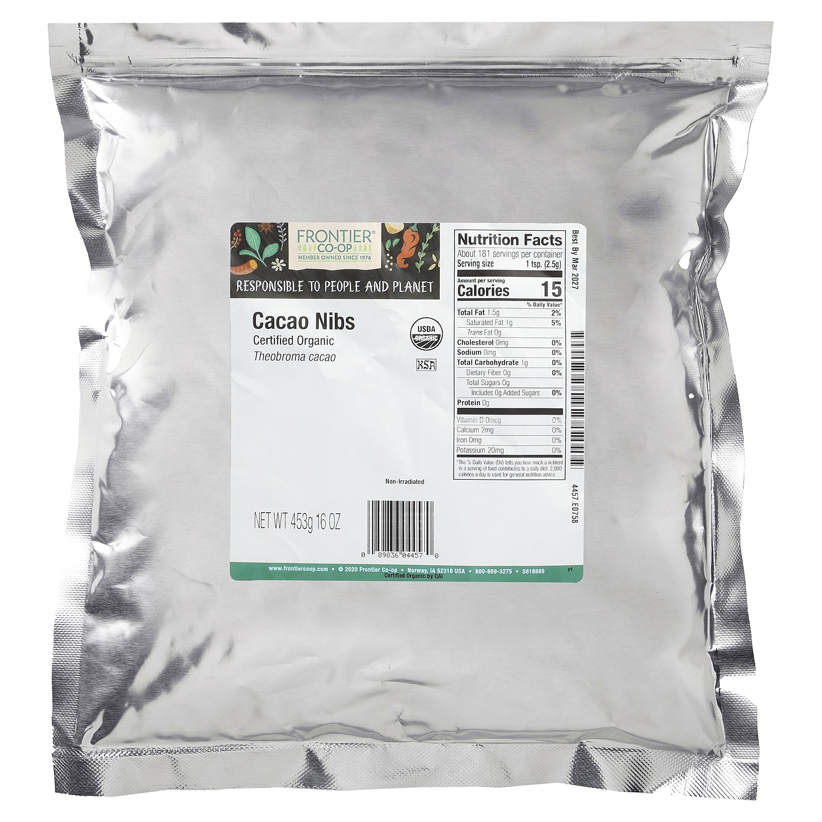 Organic Cacao Nibs, 16 oz (453 g)