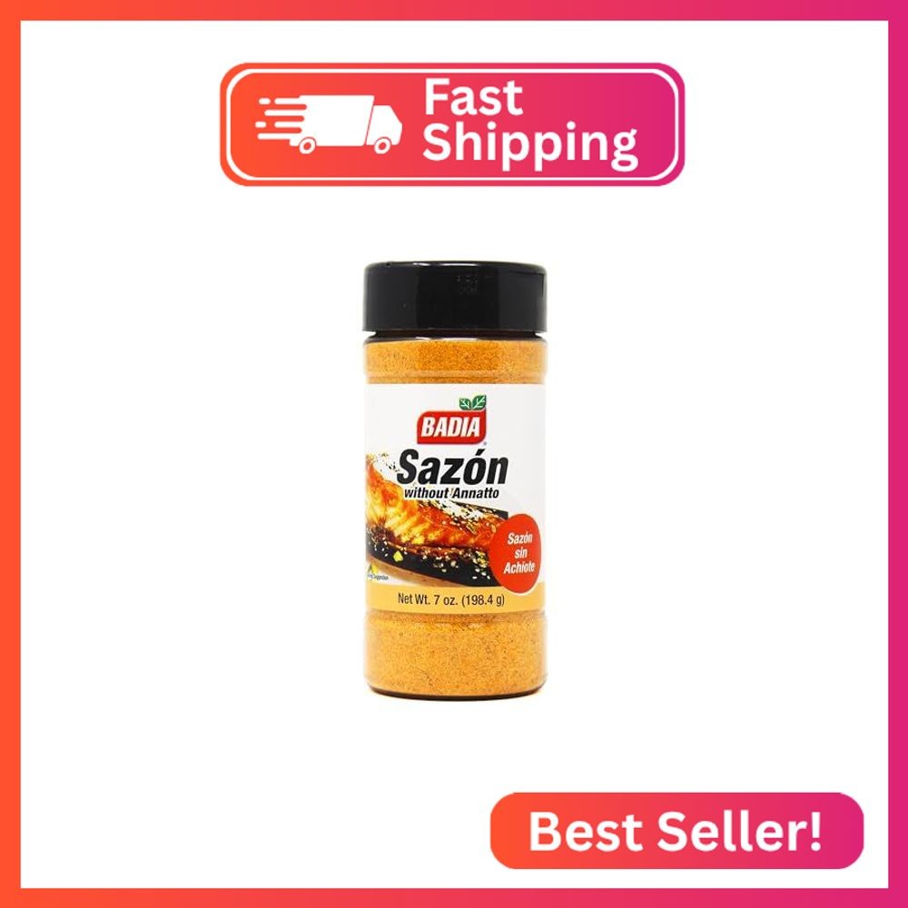 Badia Sazon without Annatto (Achiote), 7 oz – Savory Seasoning Blend for Latin-I
