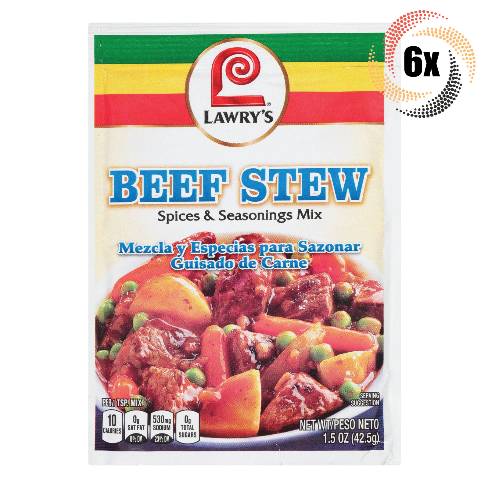 6x Packets Lawry’s Beef Stew Flavor Spices & Seasoning Mix | No MSG | 1.50oz