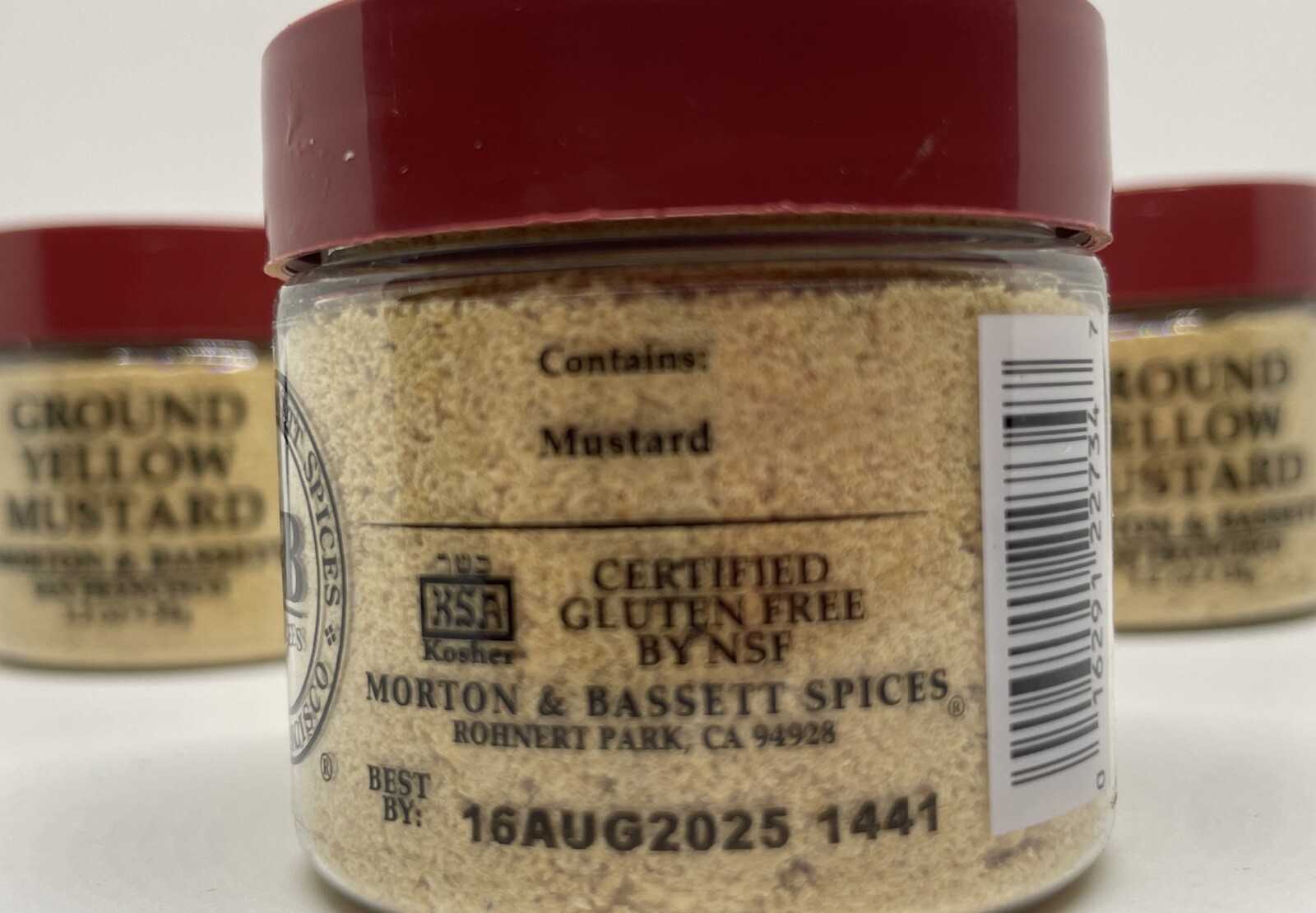 Seasoning GROUND YELLOW MUSTARD 1.2 Oz by Morton & Bassett San Francisco 3 Pack