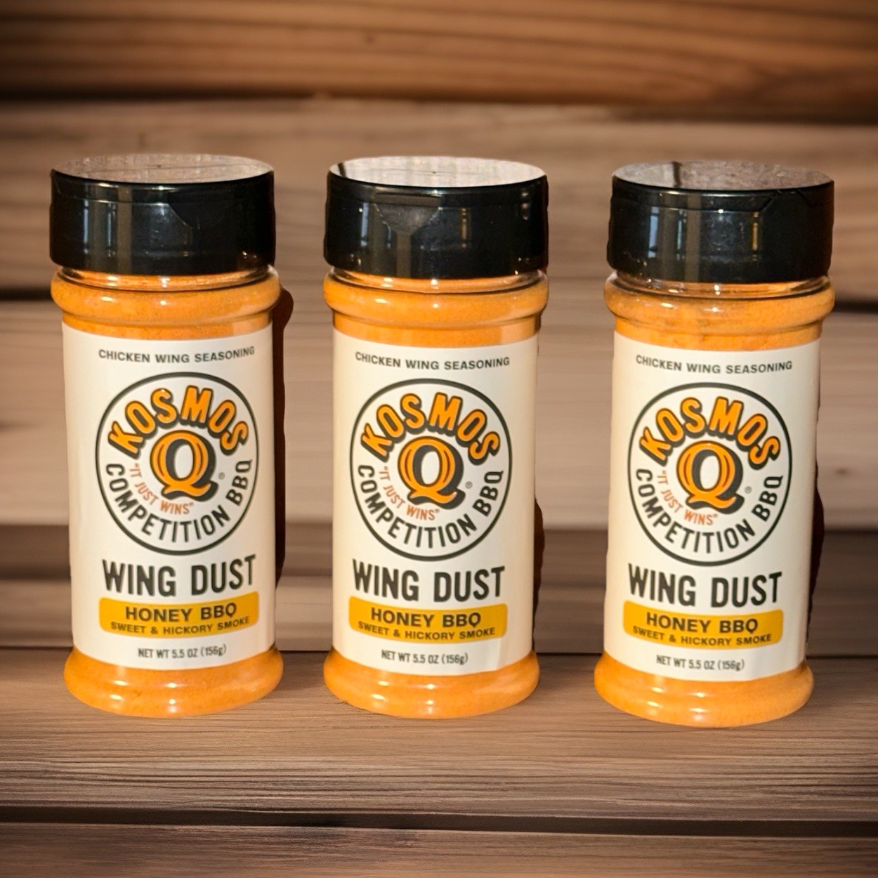 Lot of 3 Kosmos Q Seasoning Wing Honey BBQ Sweet & Hickory Smoke 5.5 Oz 050627