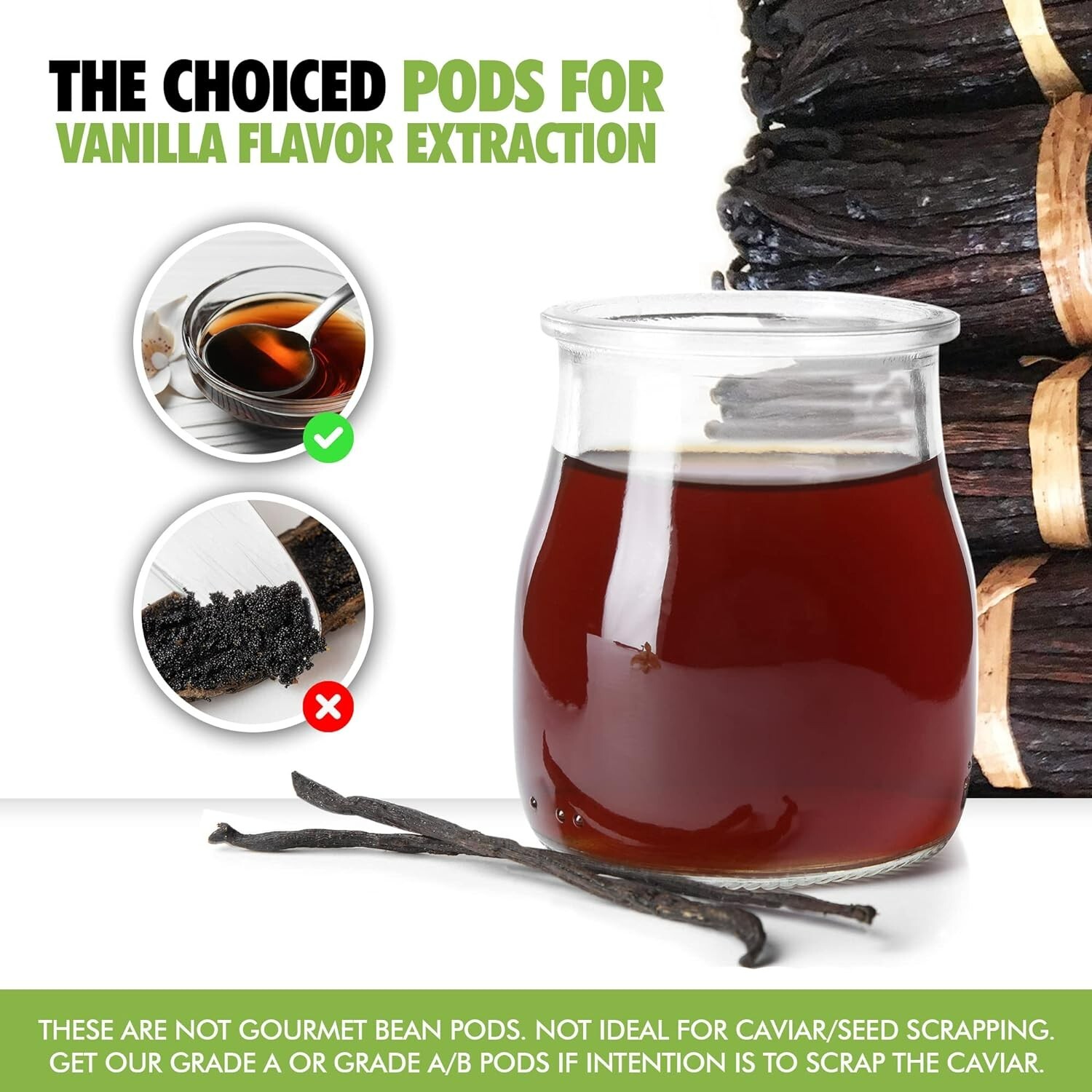 Organic Madagascar Vanilla Beans – Grade B – 5″-7″ Pods for Extract & Baking