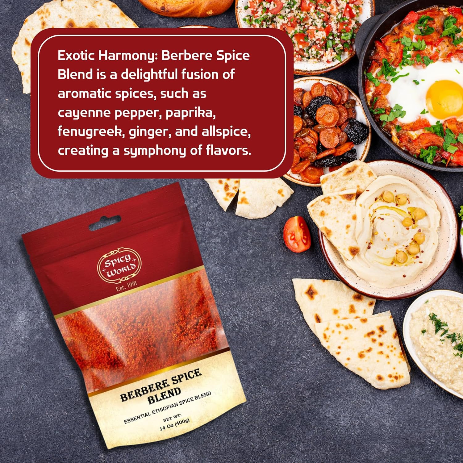 Spicy World Berbere Spice Blend 3.5Oz | Authentic Ethiopian Seasoning Hand
