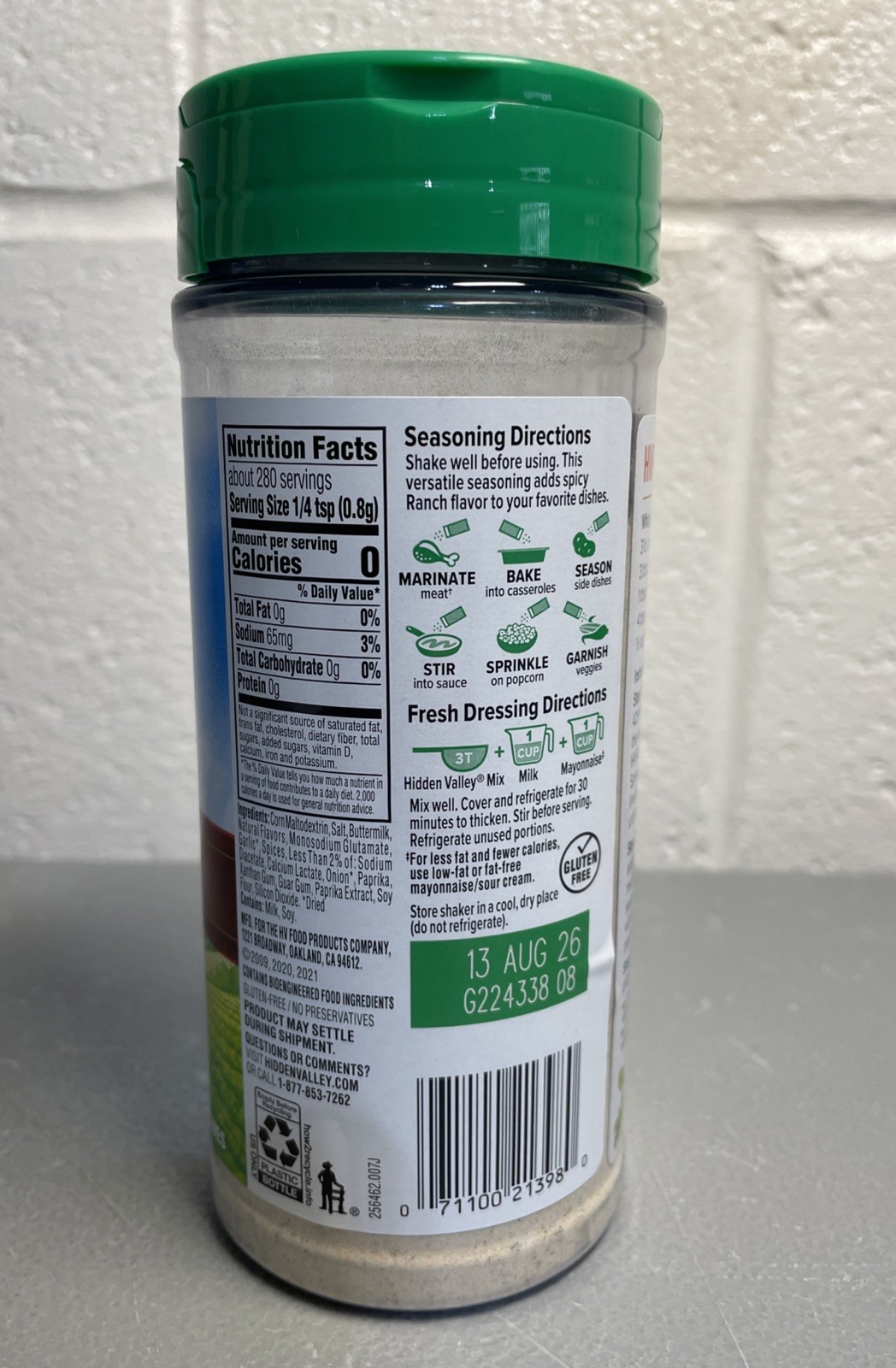 Hidden Valley SPICY RANCH Seasoning Salad Dressing & Dip Mix 8oz BB: 8/13/26