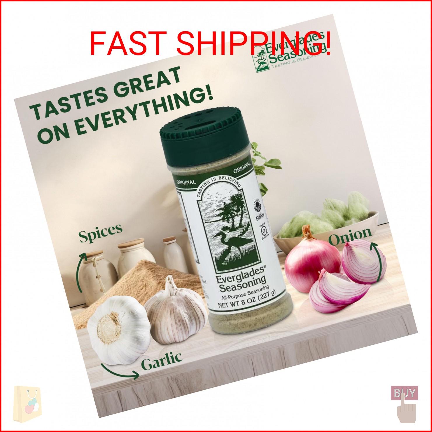 Everglades All Purpose Seasoning 8 oz – Authentic Southern Herb & Spice Blend, A