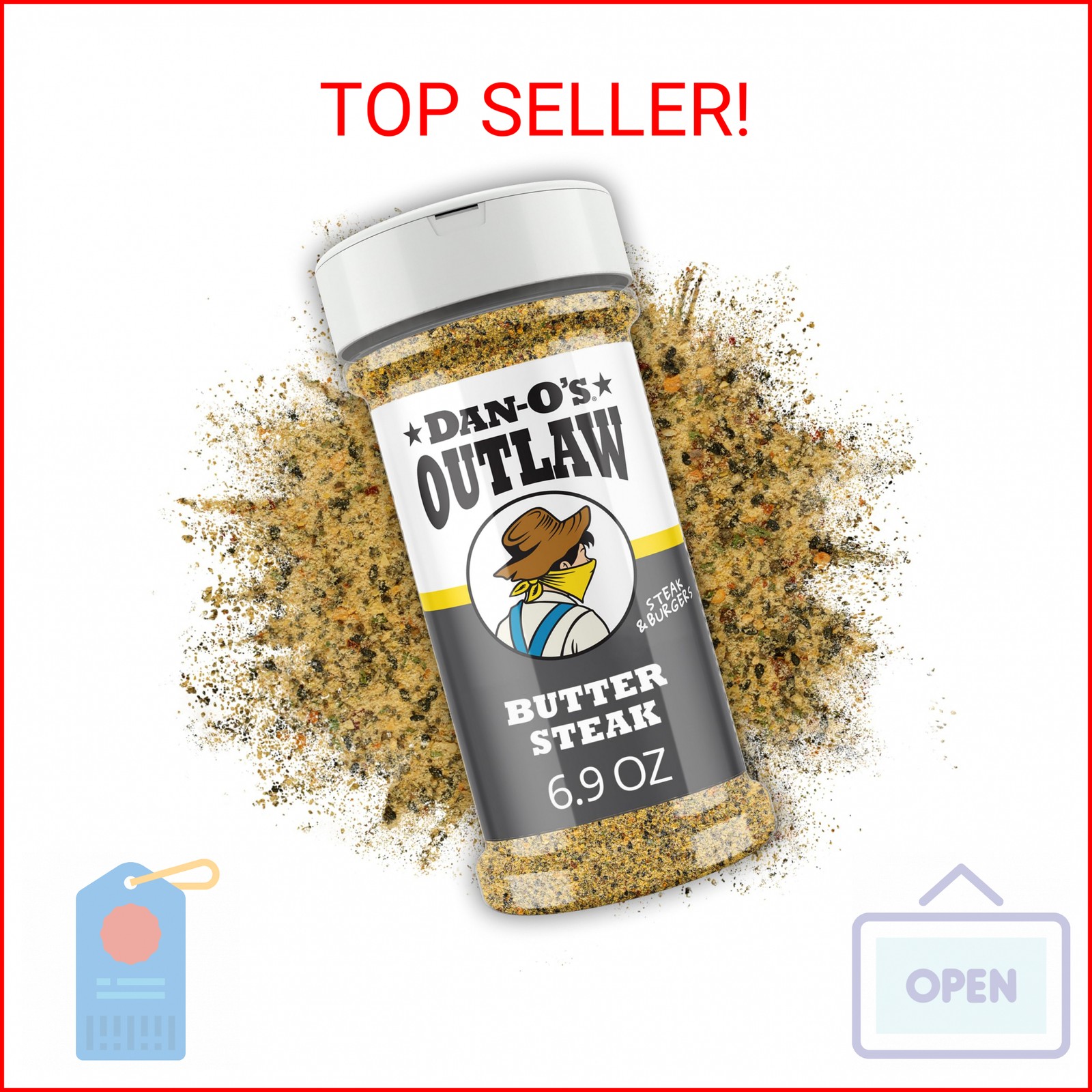 Dan-O’s Outlaws Butter Steak Seasoning, 6.9 oz Bottle, All Purpose Seasoning for