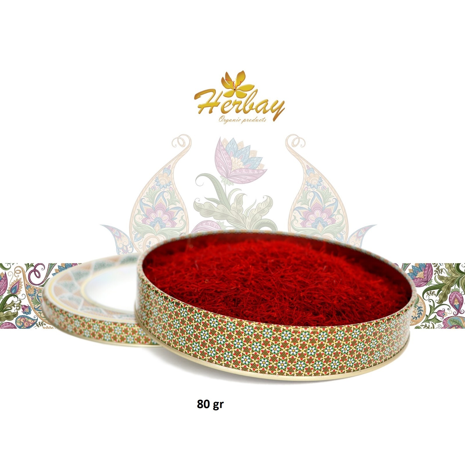 Herbay Saffron, Finest Pure Premium Super-Negin Saffron Spice 80 grams Khatam