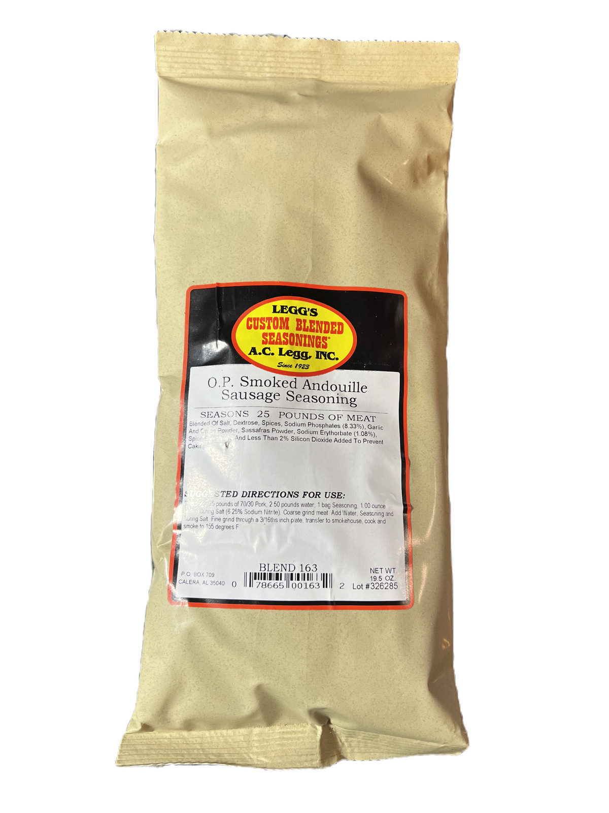 AC Legg’s OP Smoked Andouille Sausage Seasoning Blend 163 – Bold Cajun Flavor