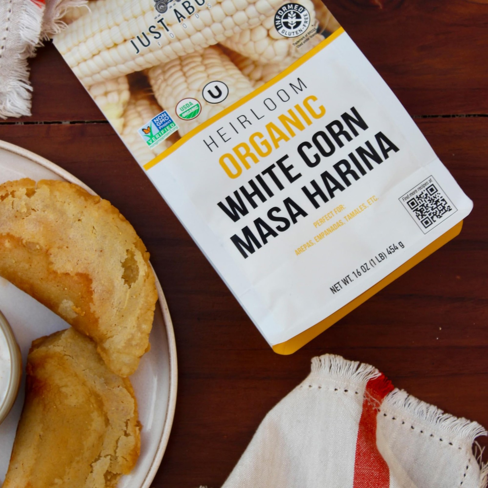 Just About Foods Organic Heirloom White Corn Masa Harina 16 Ounce (Pack of 1)
