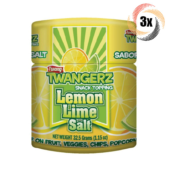 3x Shakers Twang Twangerz Lemon Lime Flavored Salt Snack Topping 1.15oz