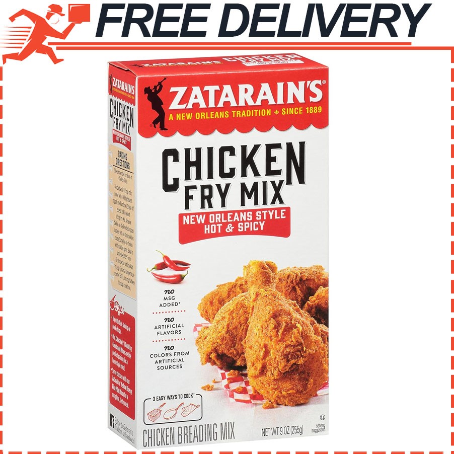 8-Pack Zatarains New Orleans Style Hot Spicy Chicken Fry Mix, No MSG, 9 oz