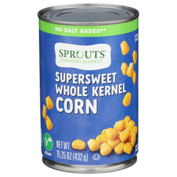 Sprouts No Salt Added Canned Sweet Whole Kernel Corn 15.25 oz can – 3 Count