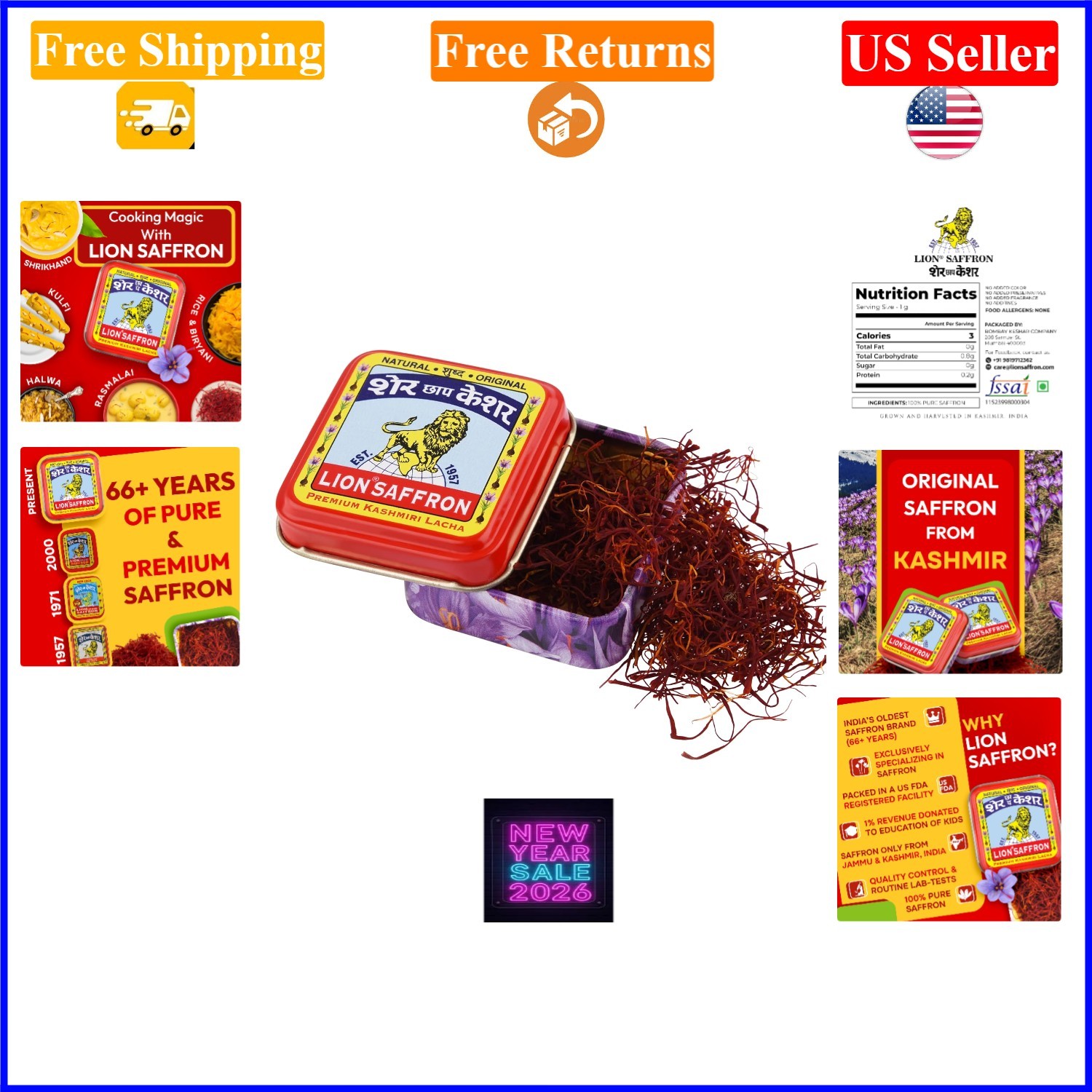 Kashmiri Saffron 1g – Pure, Grade A+, Ideal for Cooking & Skincare