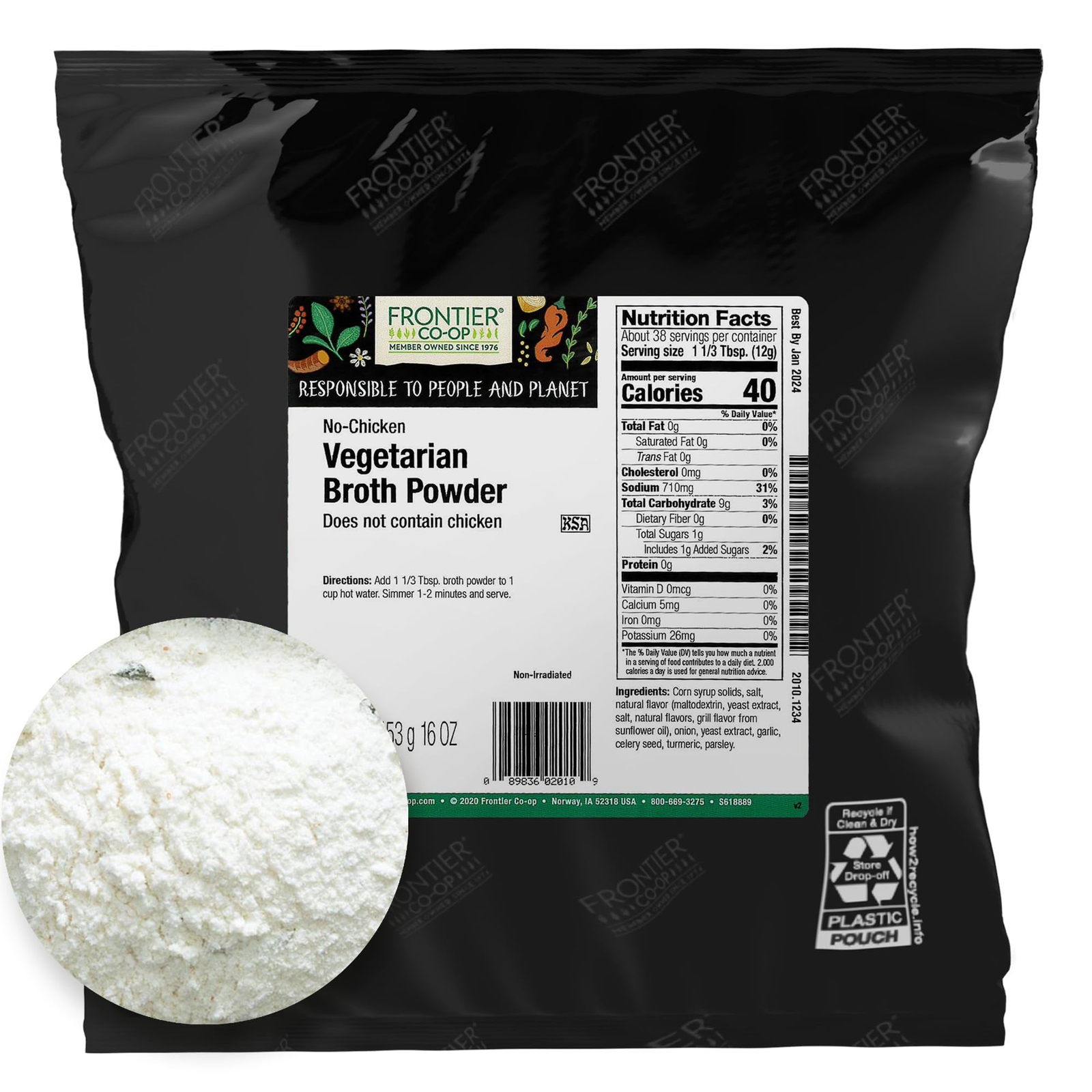 Frontier Co op No Chicken Broth Powder Vegan 1 Pound Kosher Flavorful Alterna…