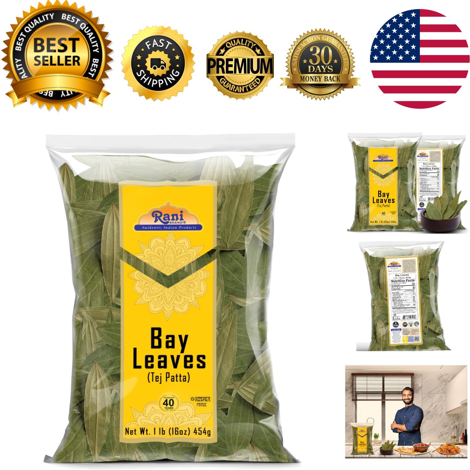 Whole Bay Leaves 16oz | All-Natural & Kosher Certified Spice