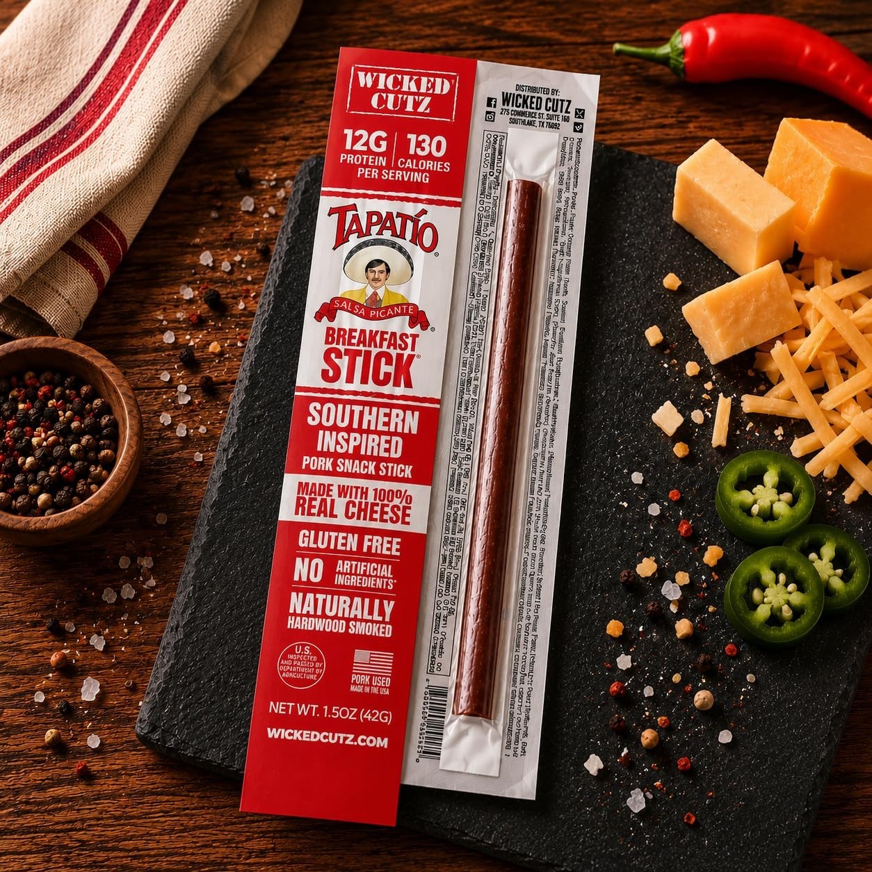 Savory Breakfast Meat Sticks Tapatio Flavored Gluten Free Carnivore Snacks 12