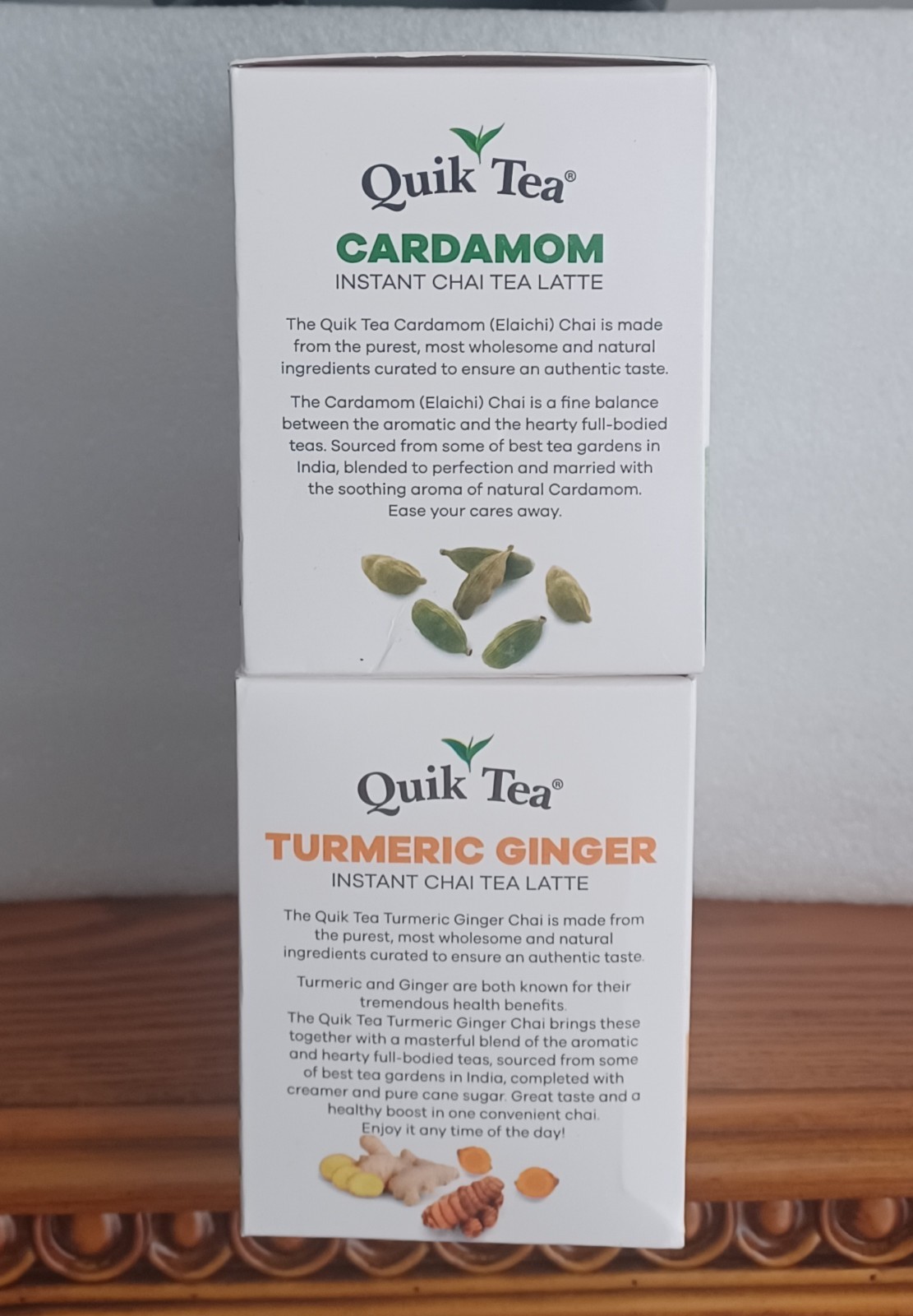 Quik Tea Cardamom & Turmeric Ginger Instant Chai Tea Latte 10 Count Each Box