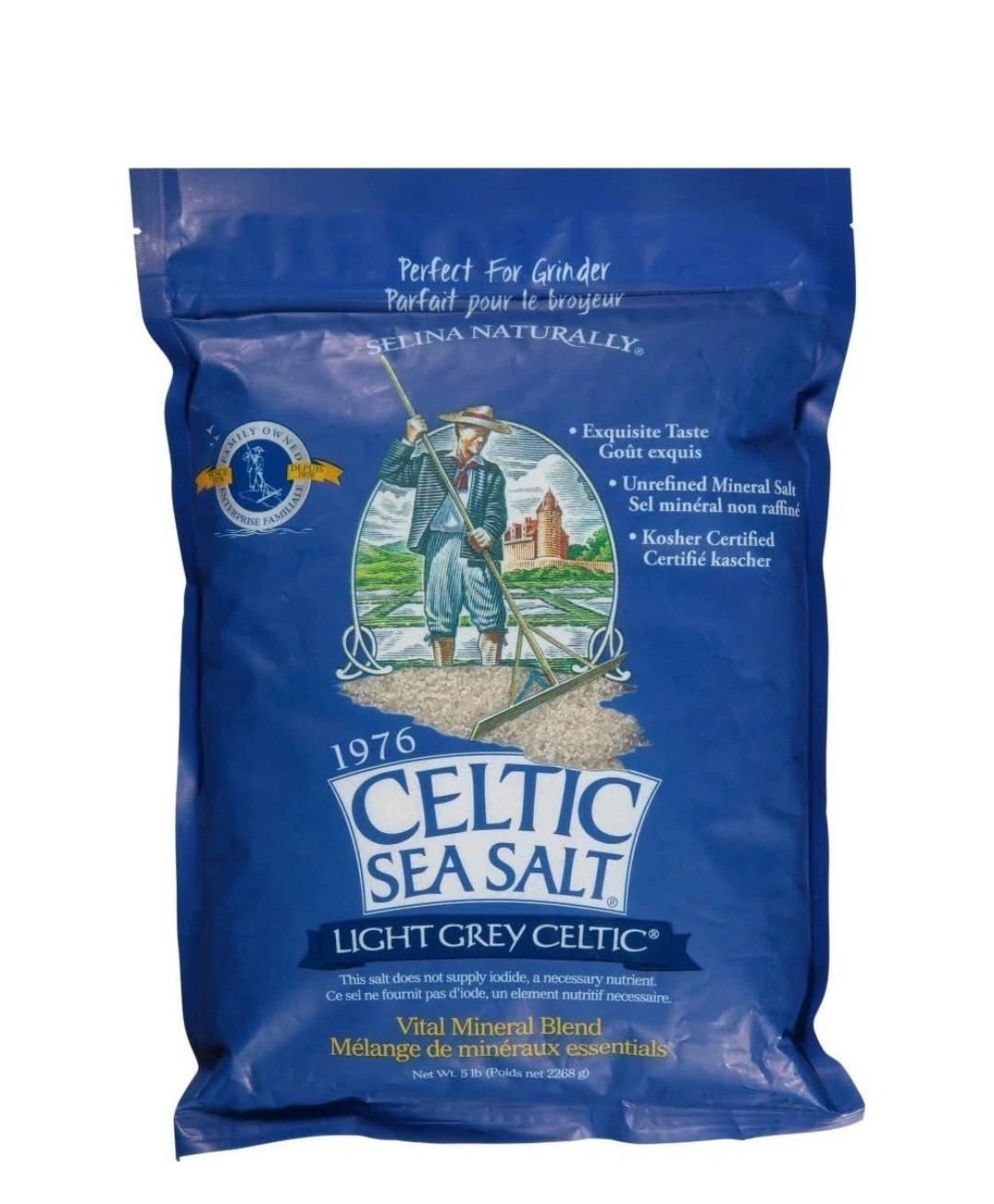 CELTIC SEA SALT LIGHT GREY COARSE MOIST HAND HARVESTED PERFECT MINERALS 5LB NEW