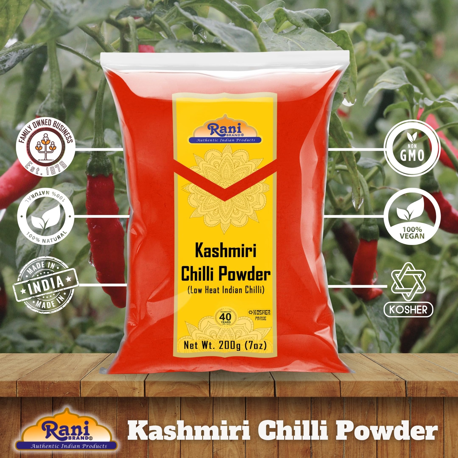 Rani Kashmiri Chilli Powder (Deggi Mirch, Low Heat) Ground Indian Spice 7oz