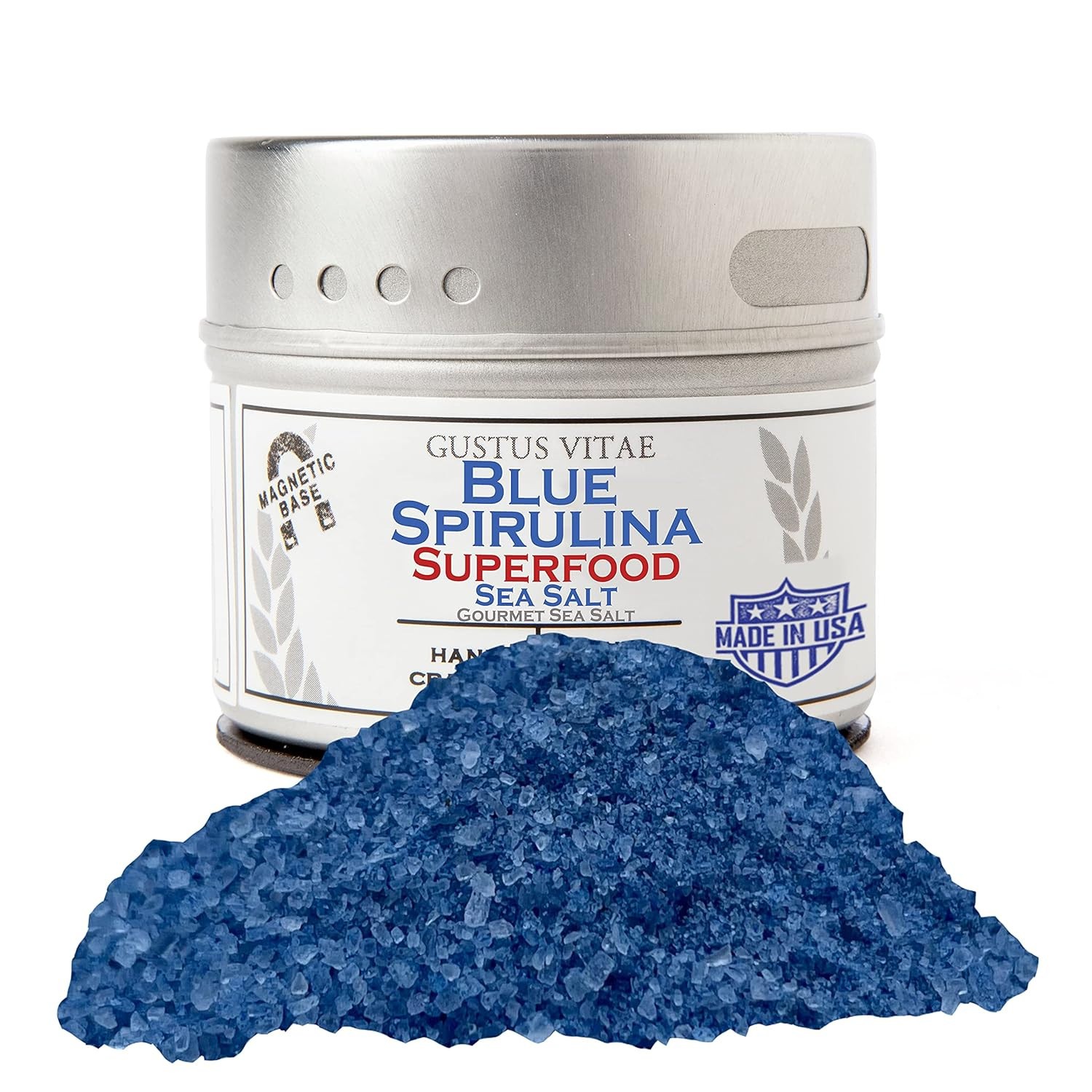 Artisanal Gourmet Sea Salt, Blue Spirulina Infused, All Natural Salt 3 Oz