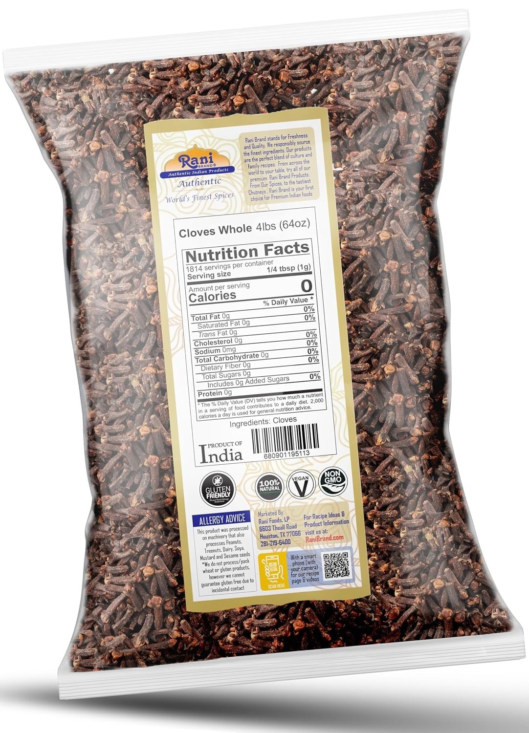 Rani Whole Cloves 4lbs Bulk Bag ~ Indian Spice, Kosher, Non-GMO,