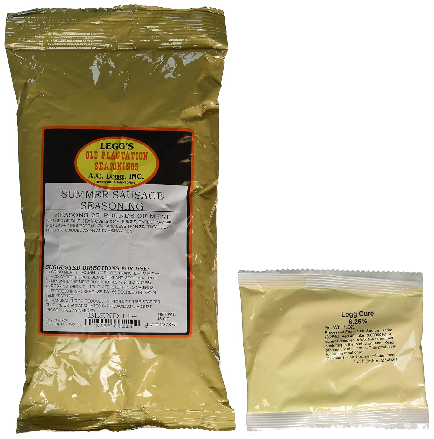 A.C. Legg – Summer Sausage Seasoning for 50 Pounds of Meat (2 Pack. – 18 Ounce e