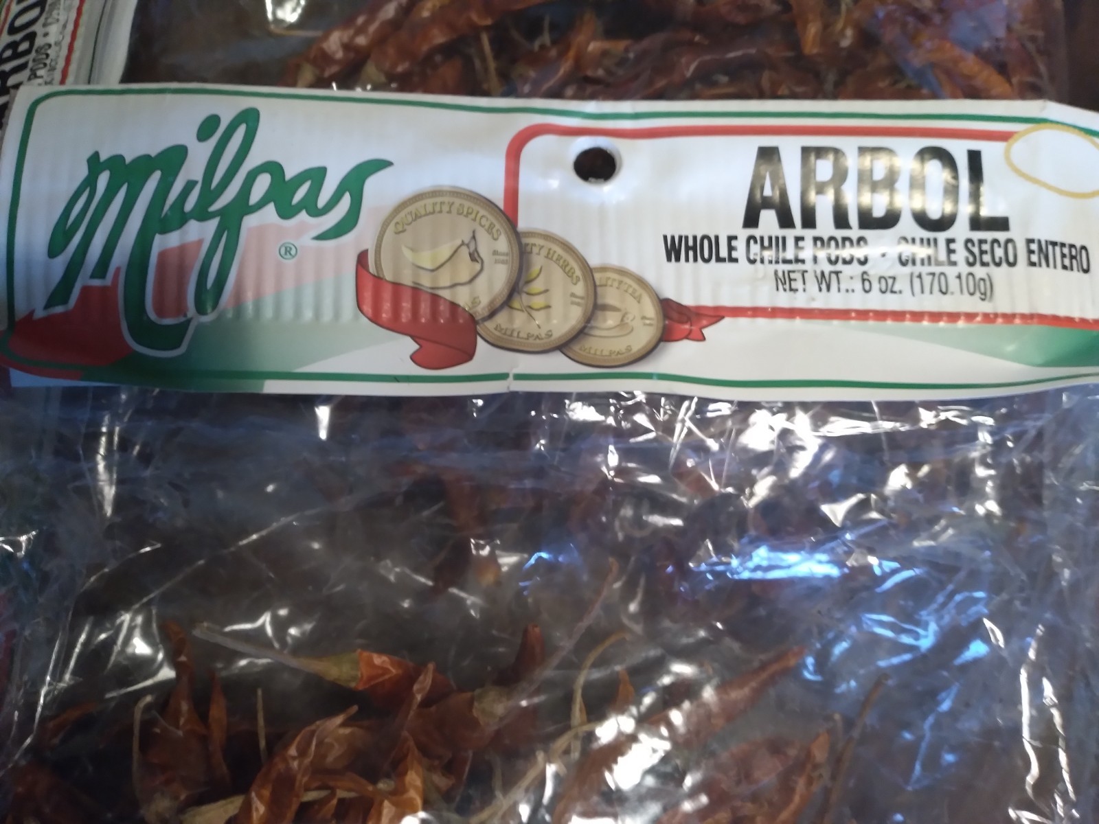 Milpas 6 oz Dried Arbol Whole Red Chili Pepper Spice up ur Pizza❤Ships USA