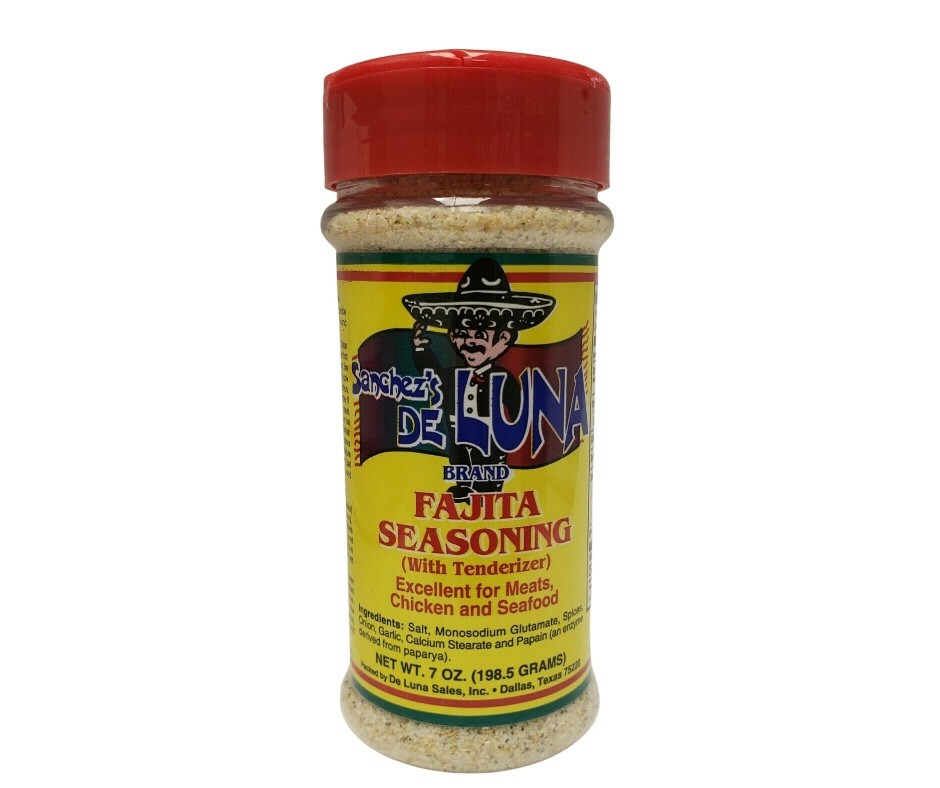 Fajita Seasoning w/ Tenderizer – Sazón para Fajita con Ablandador 7 oz – Deluna