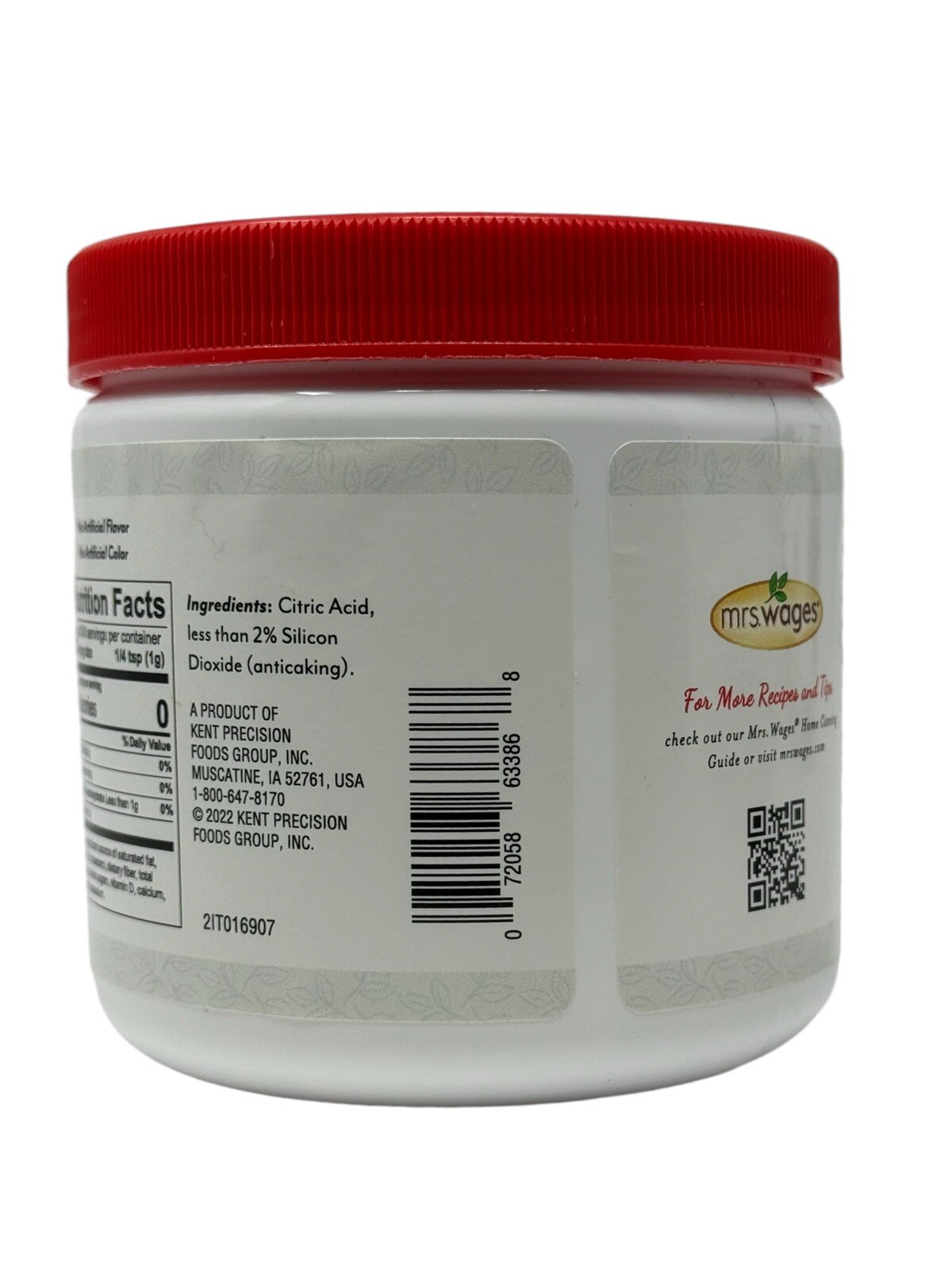Mrs Wages Citric Acid for Home Canning Tomatoes 12 oz Jar Dairy Free Natural
