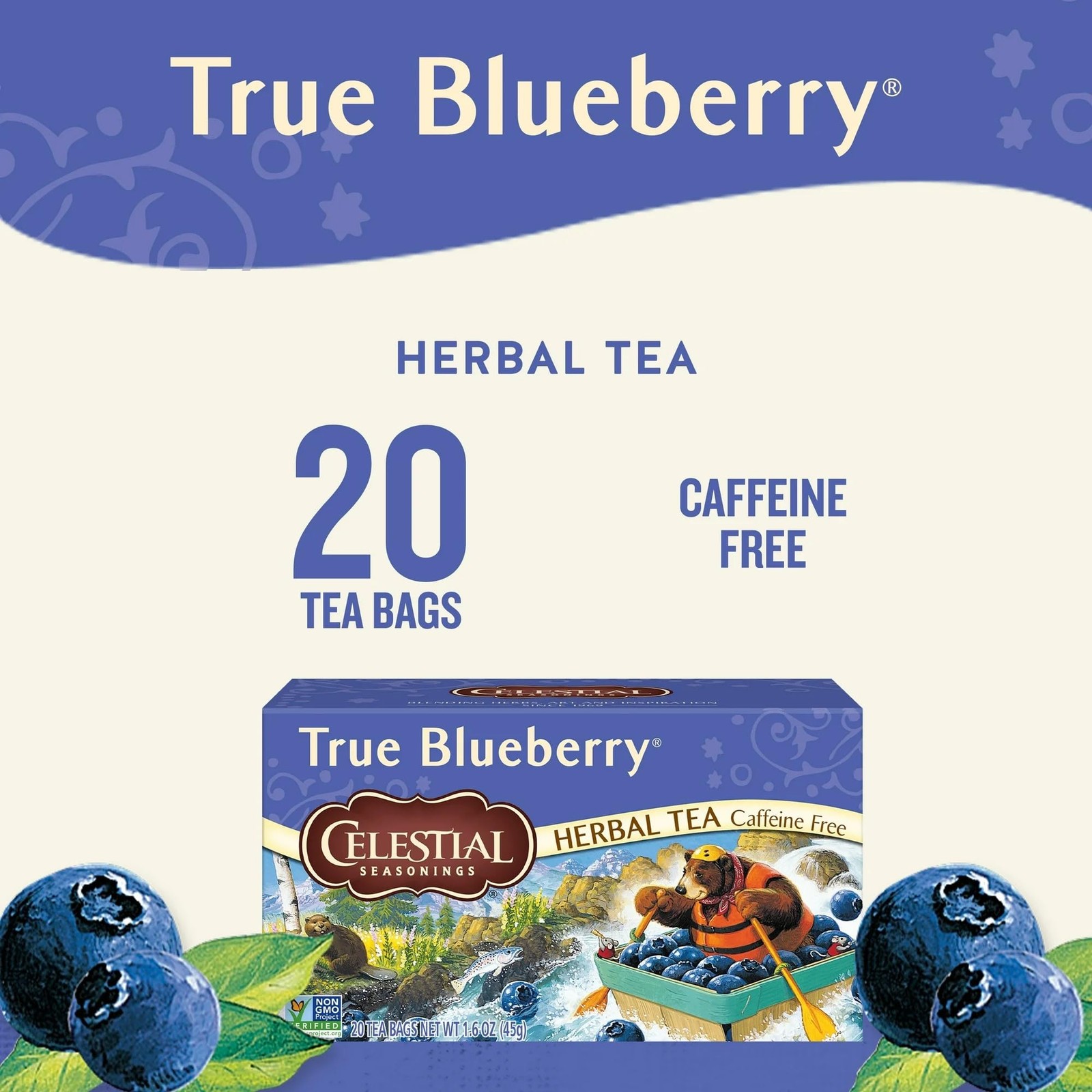 Celestial Seasonings Herb Tea True Blueberry 20 Bag 20 Count (Pack of 2)